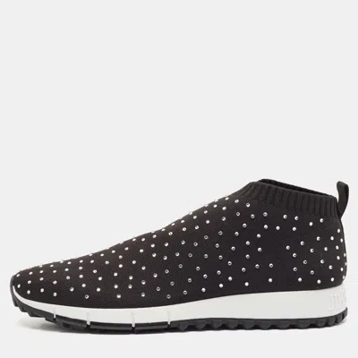 Pre-owned Jimmy Choo Black Knit Fabric Norway Slip On Sneakers Size 39.5