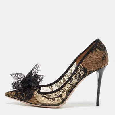 Pre-owned Jimmy Choo Black Lace Duchess Pointed Toe Pumps Size 39