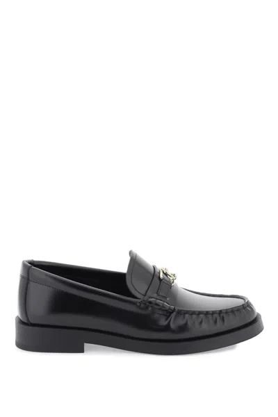 Jimmy Choo Black Lambskin Almond Toe Slip-ons