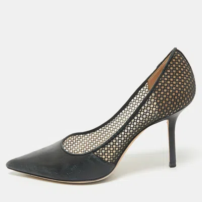 Jimmy Choo Black Leather And Mesh Love Pumps