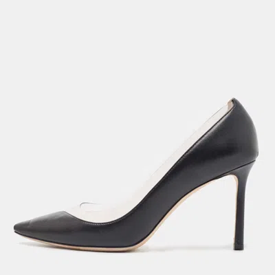 Jimmy Choo Black Leather And Pvc Cass Pumps
