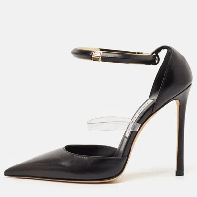 Pre-owned Jimmy Choo Black Leather And Pvc Dreece Pumps Size 39