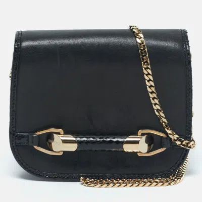 Pre-owned Jimmy Choo Black Leather And Snakeskin Zadie Crossbody Bag