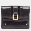 Jimmy Choo Black Leather And Suede Double Flap Compact Wallet In Black