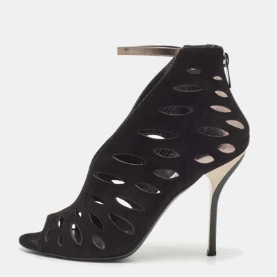 Jimmy Choo Black Leather And Suede Drift Cutout Booties