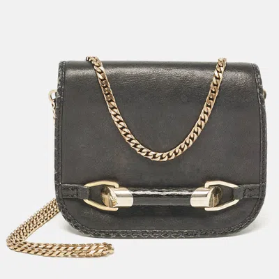 Pre-owned Jimmy Choo Black Leather And Watersnake Leather Trim Zadie Crossbody Bag