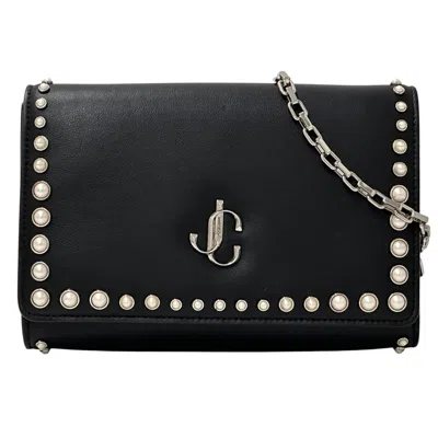 Pre-owned Jimmy Choo Black Leather Artificial Pearl Clutch Bag Shoulder Bag ()