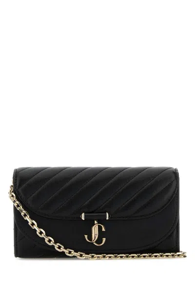 Jimmy Choo Black Leather Avn Curve Wallet