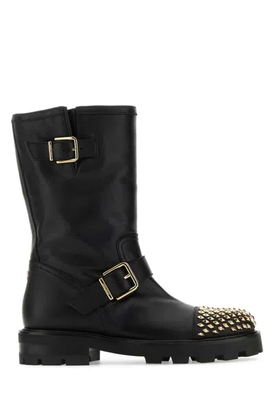 Jimmy Choo Black Leather Biker Ii Boots