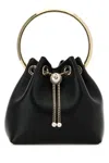 Jimmy Choo Leather Bucket Bag Chain Detail In Black