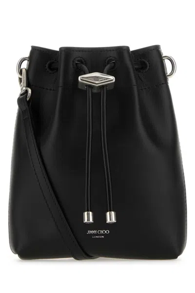 Jimmy Choo Black Leather Bon Bon Bucket Bag