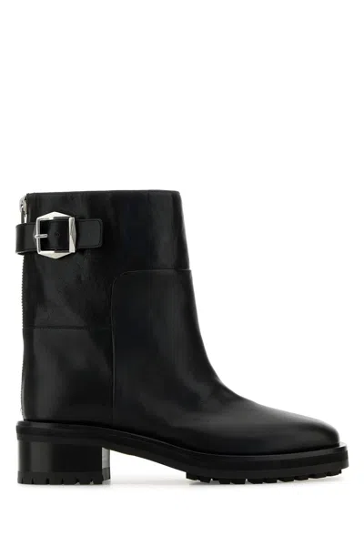 JIMMY CHOO BLACK LEATHER BROOKLYN ANKLE BOOTS