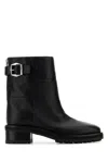 Jimmy Choo Brooklyn Ab 50 Leather Boots With Adjustable Strap In Black