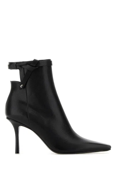 JIMMY CHOO BLACK LEATHER CAMIE 85 ANKLE BOOTS