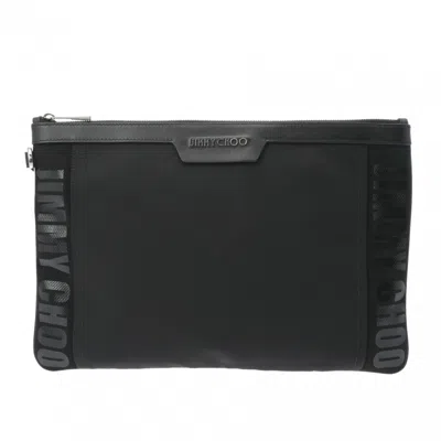 Pre-owned Jimmy Choo Black Leather Canvas Clutch Bag ()