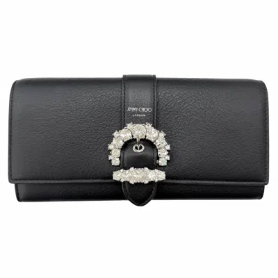 Pre-owned Jimmy Choo Black Leather Chain/shoulder Wallet ()