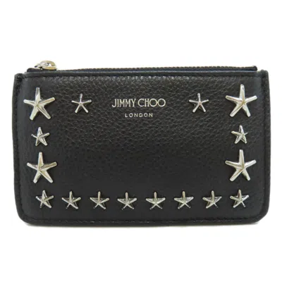 Pre-owned Jimmy Choo Black Leather Coin Purse/coin Case ()