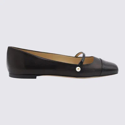 Jimmy Choo Black Leather Elisa Flat