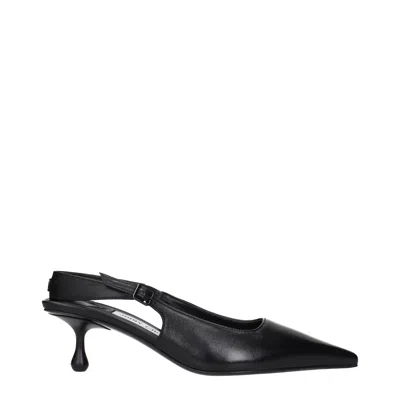 JIMMY CHOO BLACK LEATHER FLAT SANDALS
