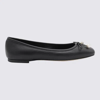 JIMMY CHOO BLACK LEATHER FLATS