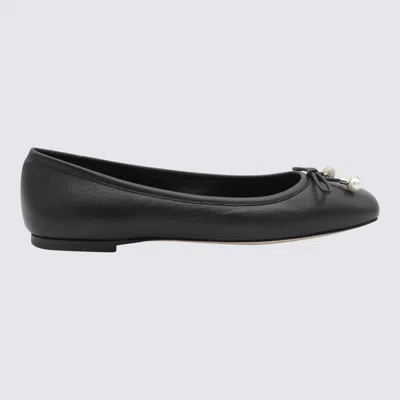 JIMMY CHOO JIMMY CHOO BLACK LEATHER FLATS