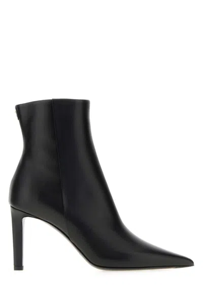 JIMMY CHOO BLACK LEATHER FRANKIE 85 ANKLE BOOTS