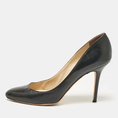 Pre-owned Jimmy Choo Black Leather Gilbert Pumps Size 40.5