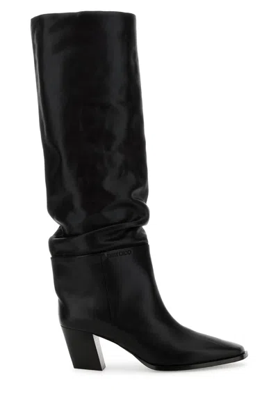 Jimmy Choo Women Black Leather Hart 60 Boots