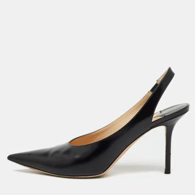 Jimmy Choo Black Leather Ivy Pointed Toe Slingback Pumps