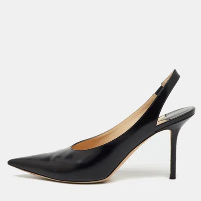 Pre-owned Jimmy Choo Black Leather Ivy Pointed Toe Slingback Pumps Size 40