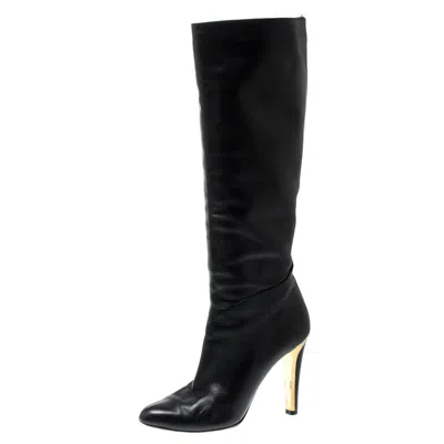 Jimmy Choo Black Leather Knee Length Boots