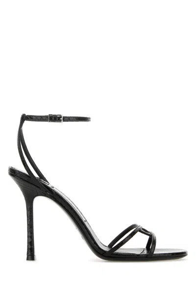 JIMMY CHOO JIMMY CHOO BLACK LEATHER LEO 100 SANDALS