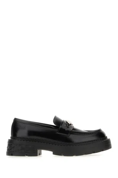 JIMMY CHOO BLACK LEATHER LOAFERS