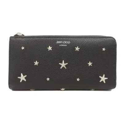 Pre-owned Jimmy Choo Black Leather Long Wallet (bi-fold) ()