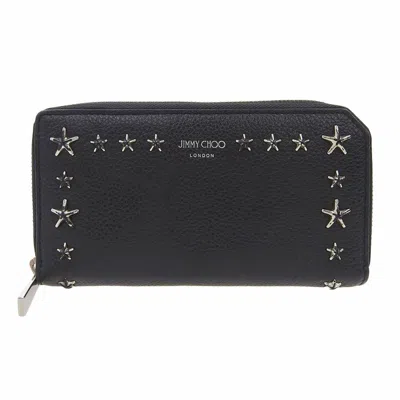 Pre-owned Jimmy Choo Black Leather Long Wallet (bi-fold) ()