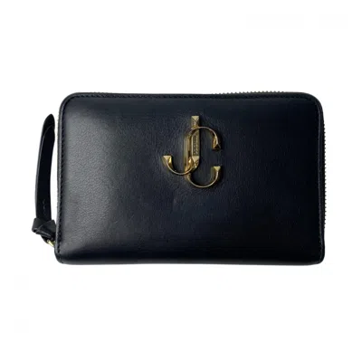 Pre-owned Jimmy Choo Black Leather Long Wallet (bi-fold) ()