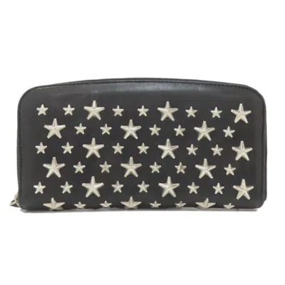 Pre-owned Jimmy Choo Black Leather Long Wallet (bi-fold) ()