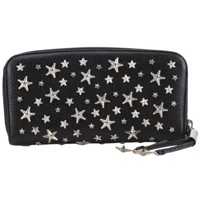 Pre-owned Jimmy Choo Black Leather Long Wallet (bi-fold) ()