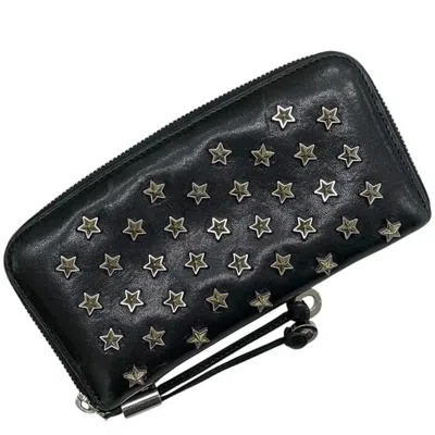 Pre-owned Jimmy Choo Black Leather Long Wallet (bi-fold) ()