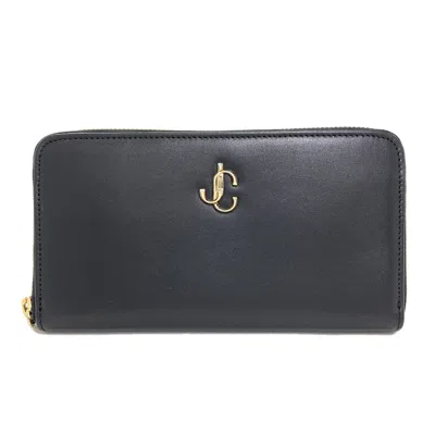 Pre-owned Jimmy Choo Black Leather Long Wallet (bi-fold) ()