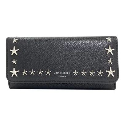 Pre-owned Jimmy Choo Black Leather Long Wallet (bi-fold) ()