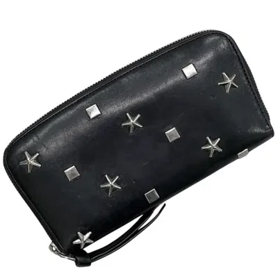 Pre-owned Jimmy Choo Black Leather Long Wallet (bi-fold) ()