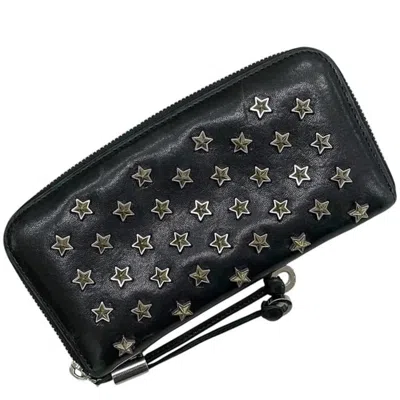 Pre-owned Jimmy Choo Black Leather Long Wallet (bi-fold) ()