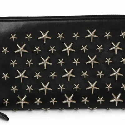 Pre-owned Jimmy Choo Black Leather Long Wallet (bi-fold) ()