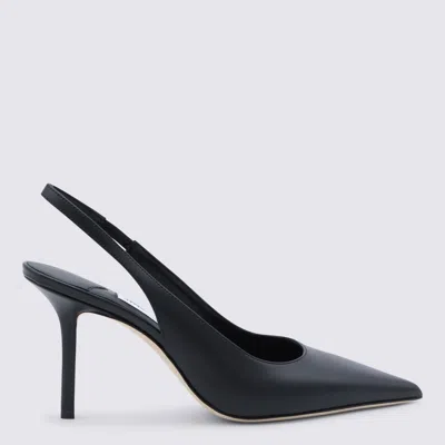 Jimmy Choo Black Leather Pumps In Blue