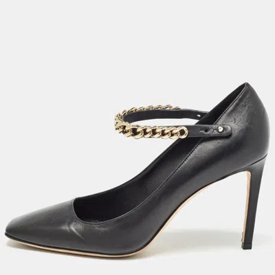 Pre-owned Jimmy Choo Black Leather Malva Pumps Size 41