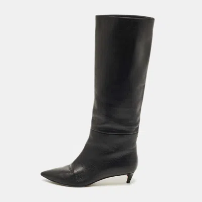 Jimmy Choo Black Leather Maxima Knee Boots