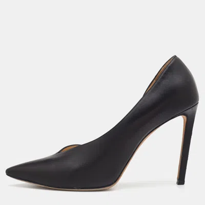 Pre-owned Jimmy Choo Black Leather Pointed Toe D'orsay Pumps Size 39.5