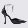 Jimmy Choo Stevie 100 Crystal-embellished Pumps In Patent Leather In Black