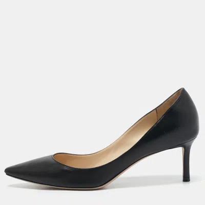 Pre-owned Jimmy Choo Black Leather Romy Pointed Toe Pumps Size 39